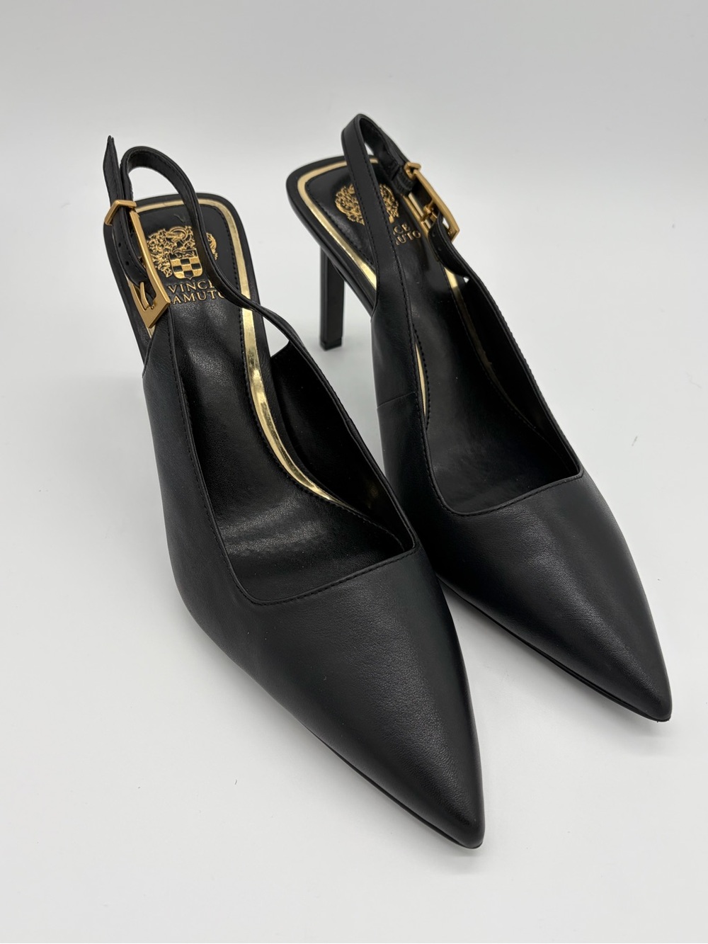 Vince Camuto Brendie Black Soft Nappa Leather Slingback Pumps Heels 9.5M